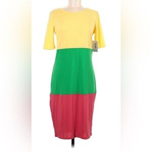 LuLaRoe Julia Radiant Color-blocked Comfortable Knit Midi Dress Sz M